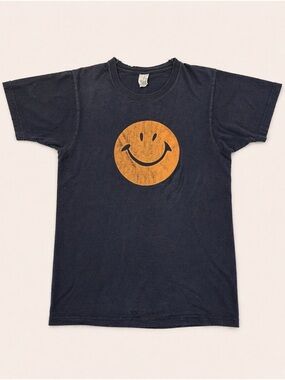 Vintage 60s 70s Harvey Ball Velva Sheen smiley face blue navy tshirt- M